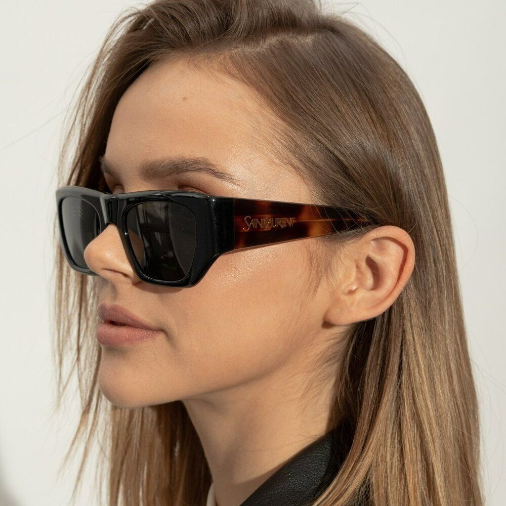 NEW Saint Laurent SL740 004 Black Havana Square Unisex Sunglasses